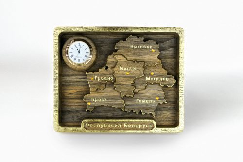 Панно с часами “Беларусь” (мореный дуб)