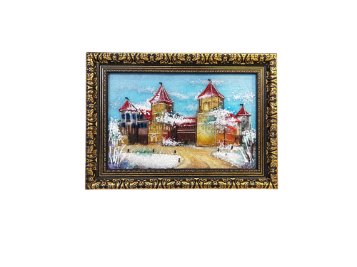 Картина из стекла «Зима в Мирском замке»