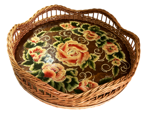 Роспись подноса "Пионы"